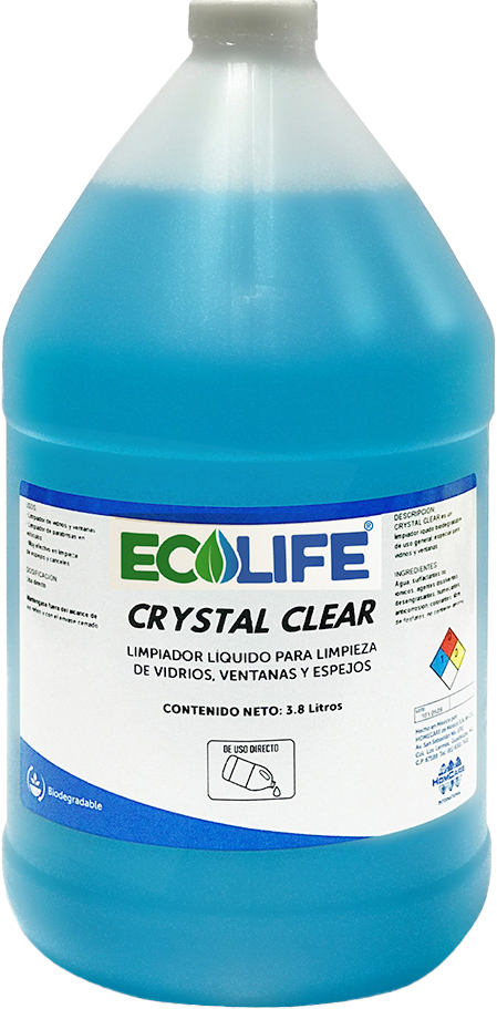 CRYSTAL CLEAR Limpiador líquido para limpieza de vidrios, ventanas y  espejos - Ecolife